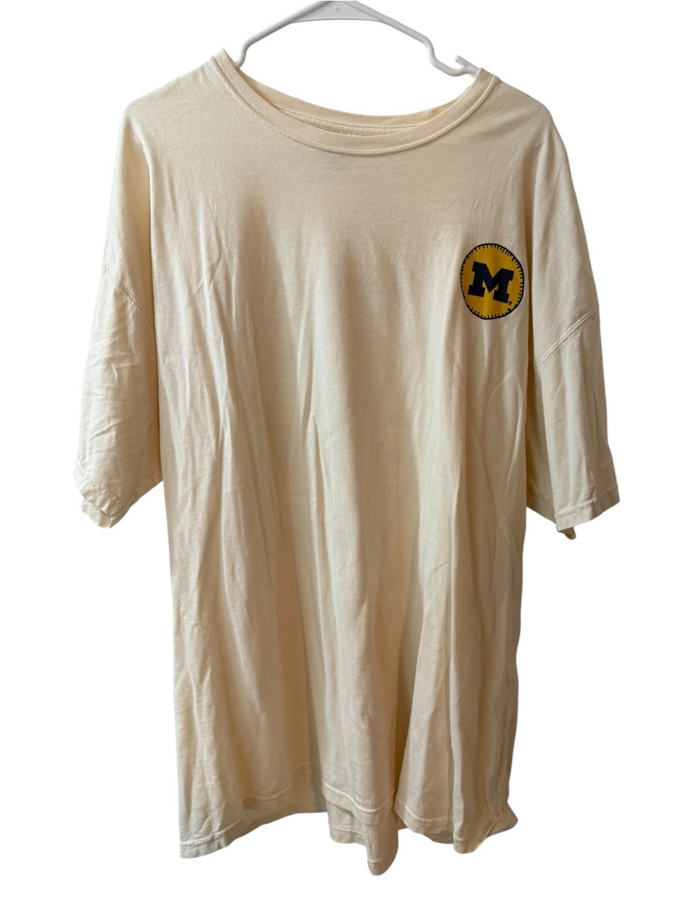 Comfort Wash Michigan Wolverines T Shirt 2XL Cream Oversized Graphic
